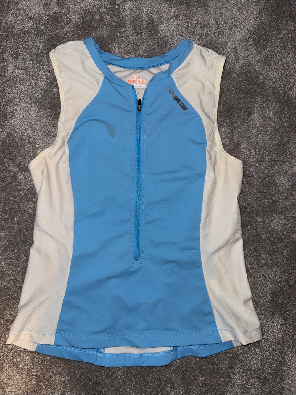 Pearl Izumi Blue & White Front-Zip Women's Triathlon Top